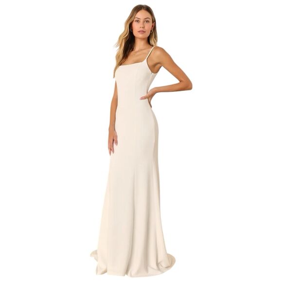 Lulus Blessed Romance Maxi Dress Womens Medium White Mermaid Event Wedding NWT - Picture 4 of 10